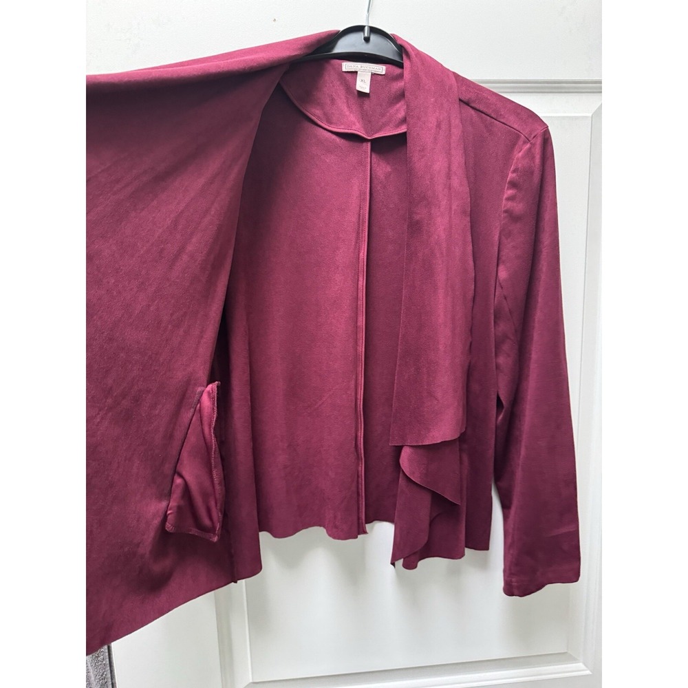 Dana Buchman Suede-feel Blazer Zippered Pockets Women's Size XL Maroon Red - Picture 7 of 11
